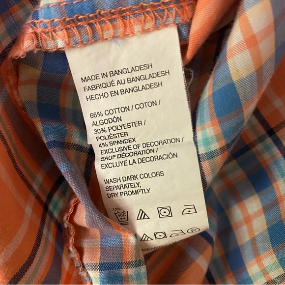 IZOD Men's Orange Plaid Shirt EUC 2XL - Picture 6 of 6